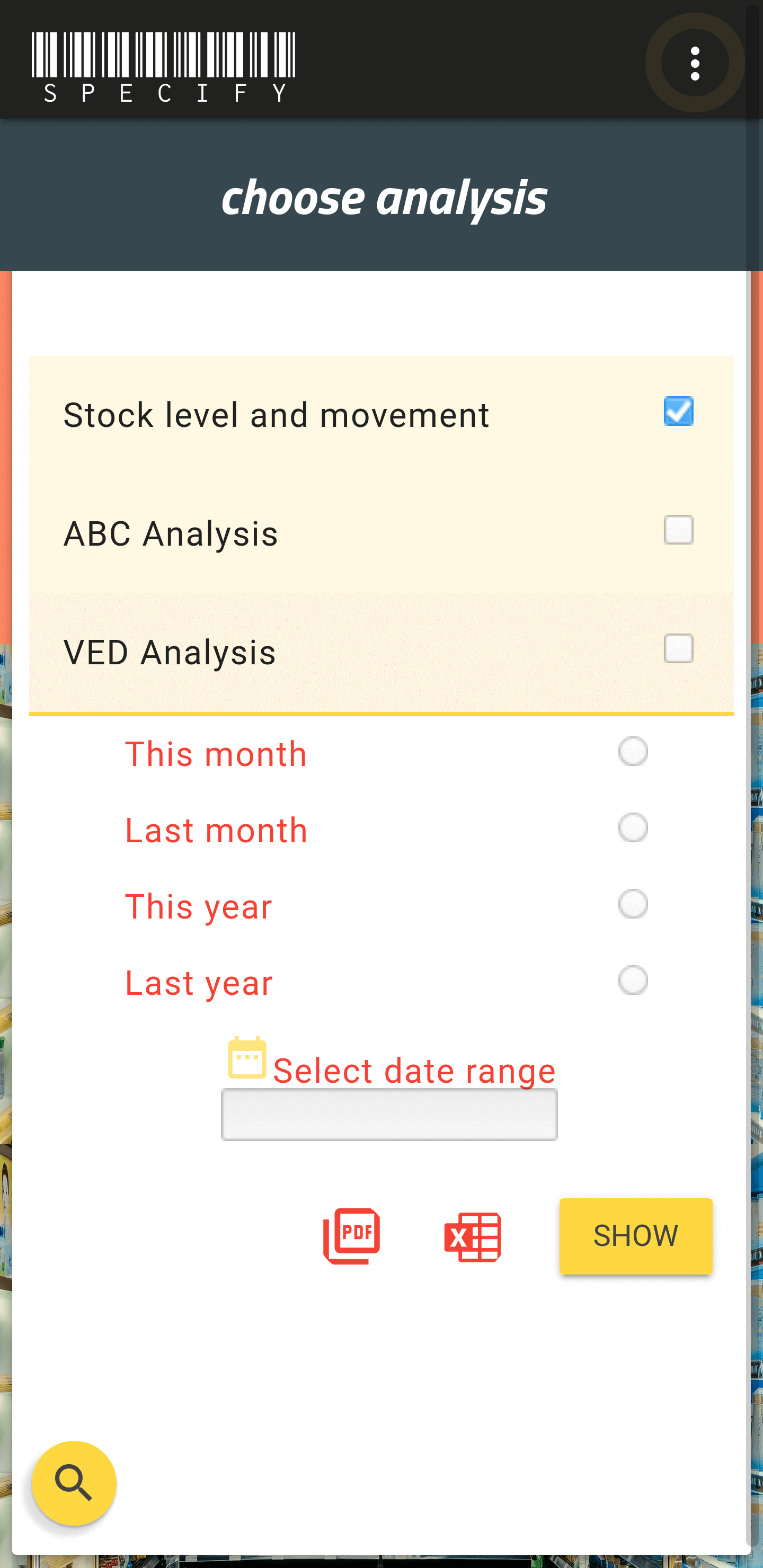 specify choose statistics page